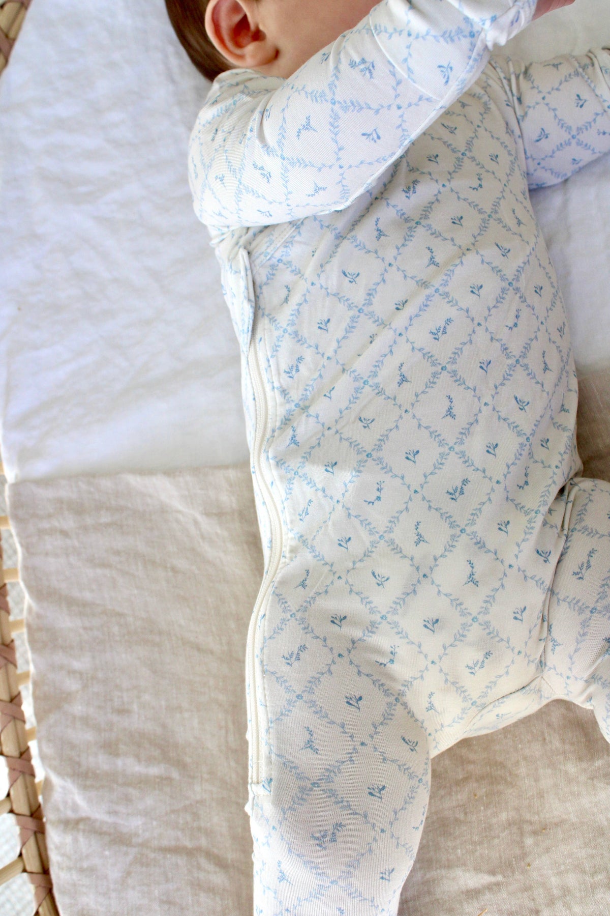 Blue Lattice Bamboo Wrap Footie