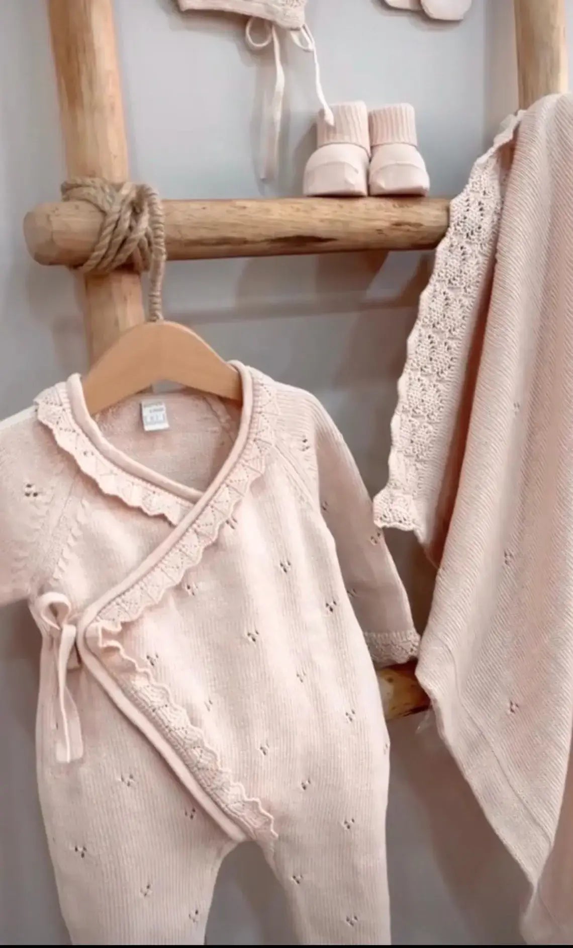 Knitted Newborn Baby Coming Home Outfit Layette Set