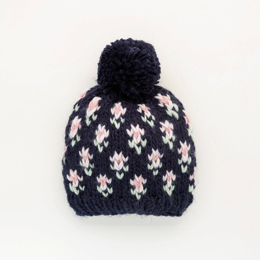 Bitty Blooms Indigo Beanie