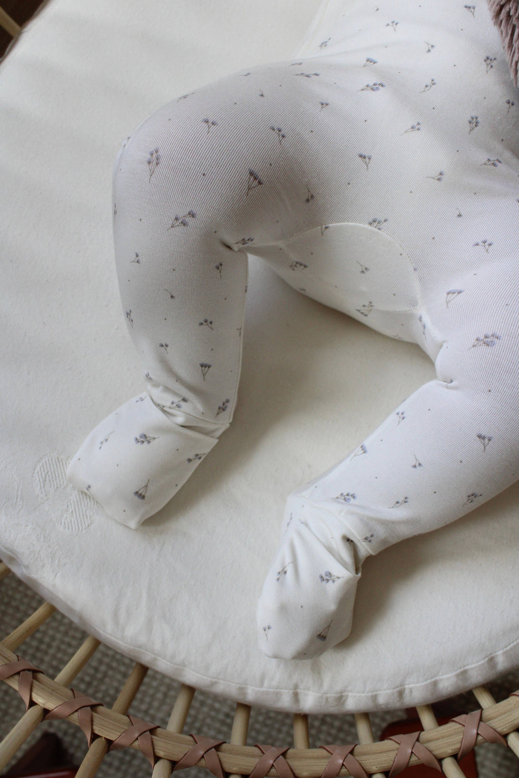 Blue Baby’s Breath Bamboo Wrap Footie: 6-9 months