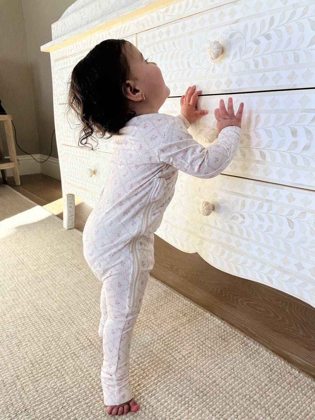 Mauve Lattice Bamboo Wrap Footie: 9-12 months
