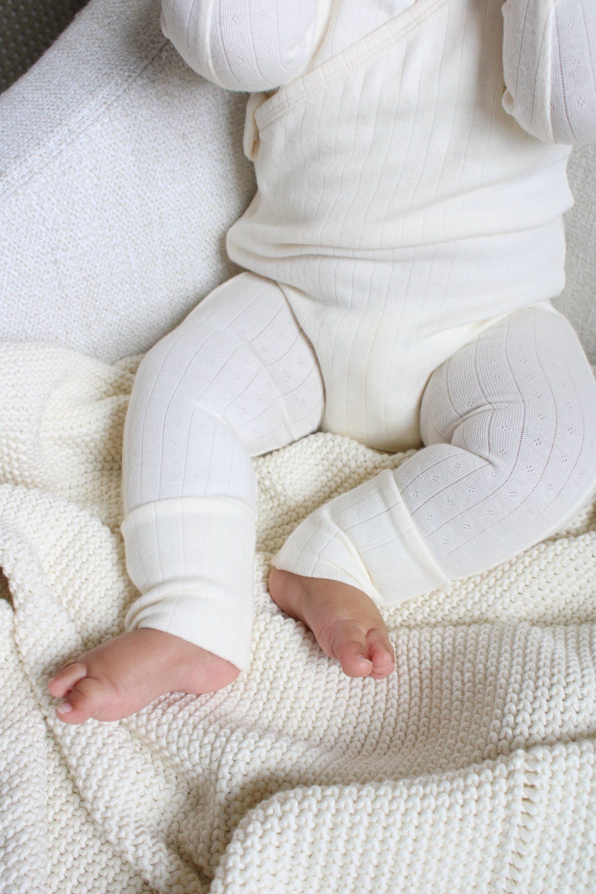 Cream Pointelle Wrap Footie