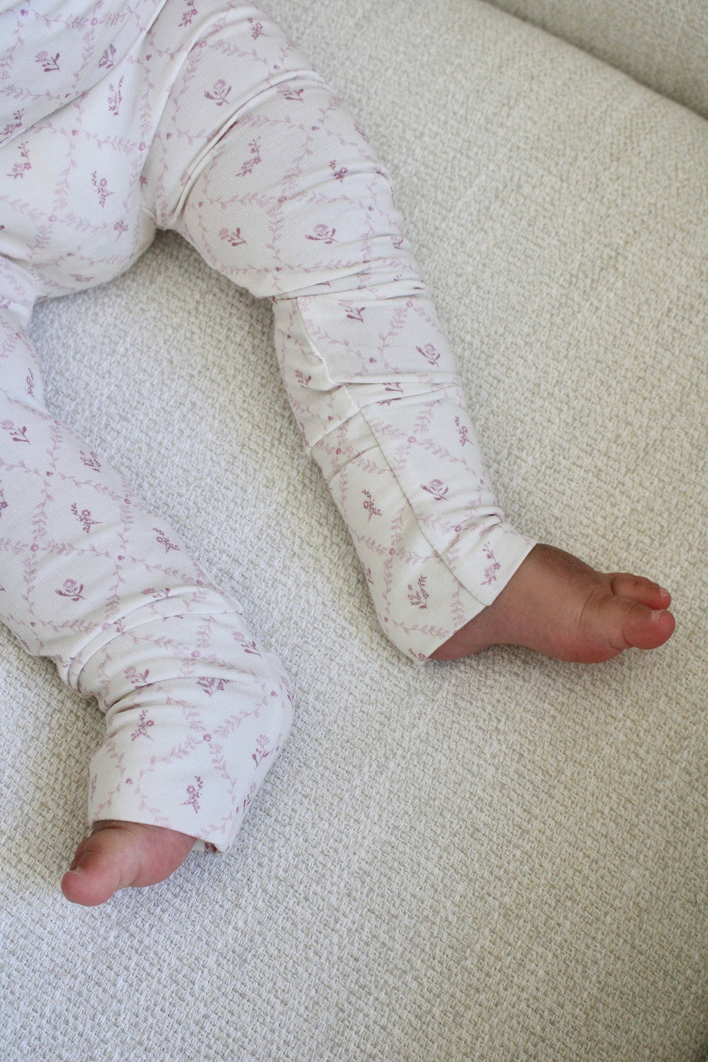 Mauve Lattice Bamboo Wrap Footie: 9-12 months