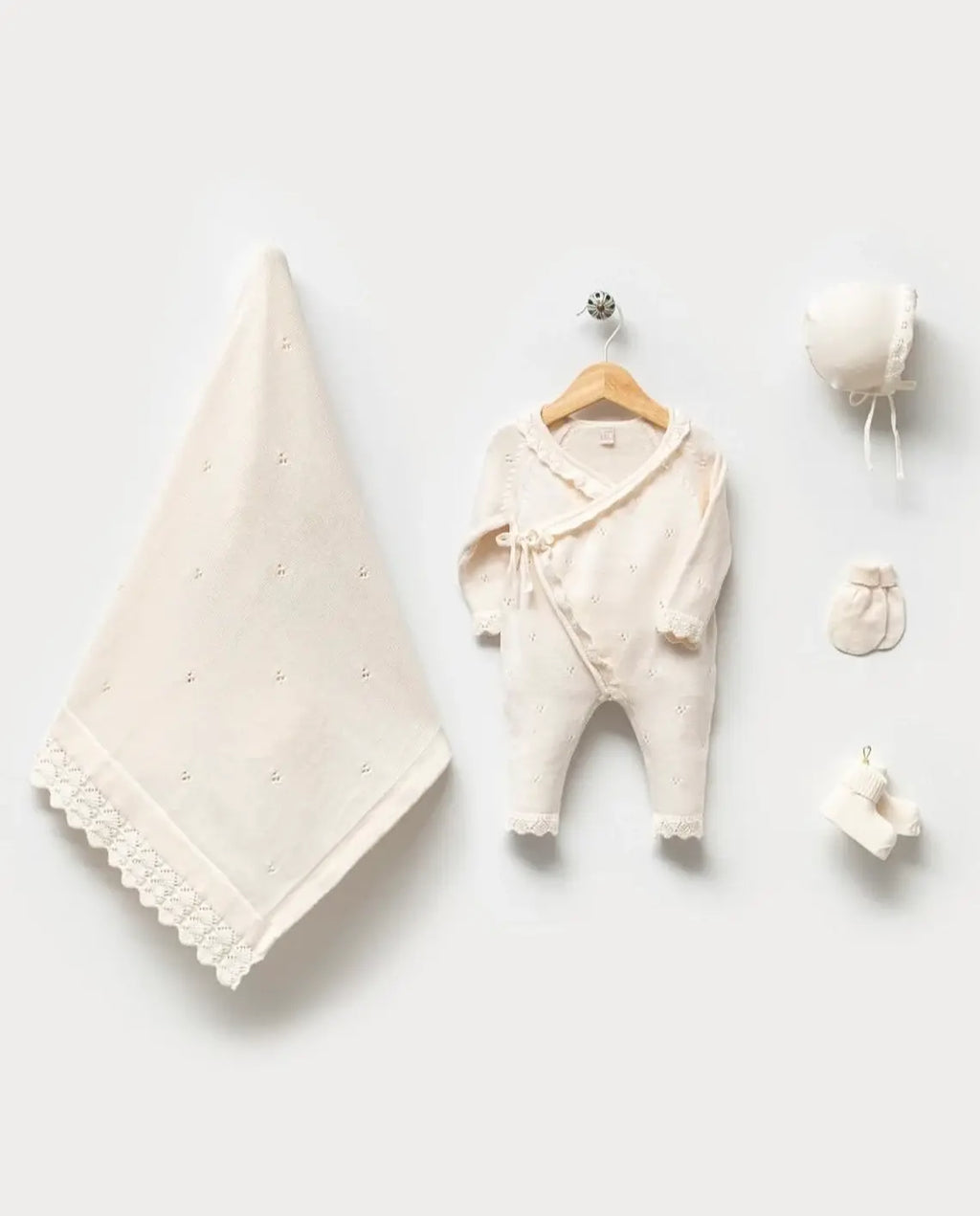 Knitted Newborn Baby Coming Home Outfit Layette Set