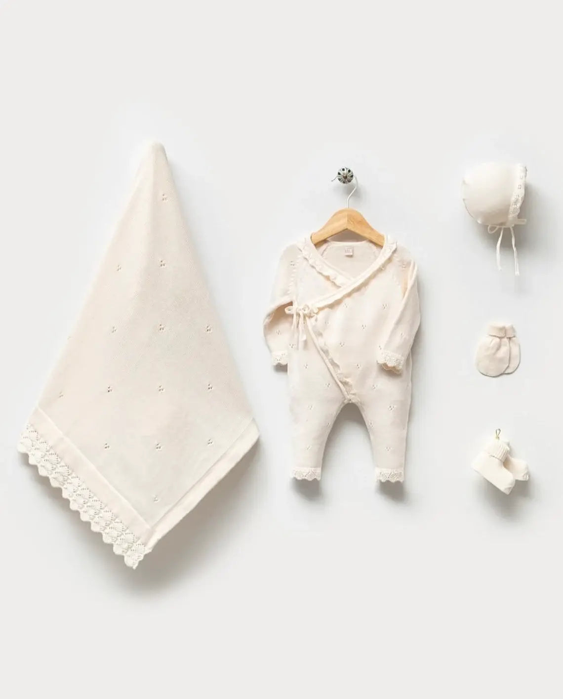 Knitted Newborn Baby Coming Home Outfit Layette Set