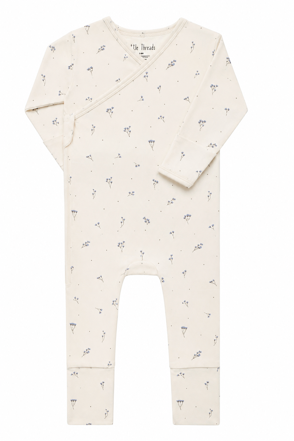 Blue Baby’s Breath Bamboo Wrap Footie: 6-9 months