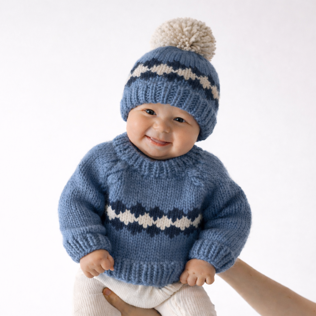 Geo Sweater Slate Blue