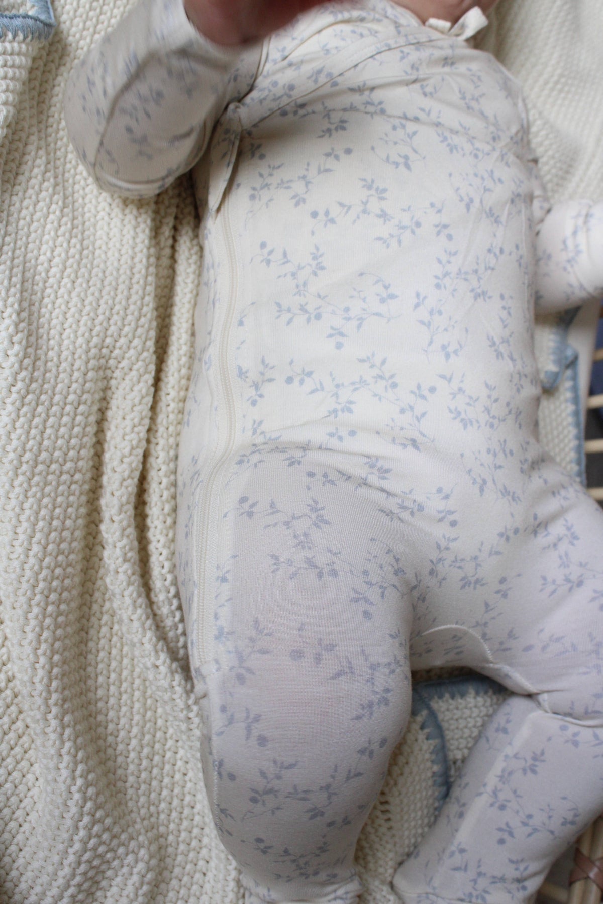 Soft Blue Vine Bamboo Wrap Footie