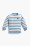 Organic Knit Blue and White Striped Sailboat Sweater