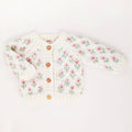 Bitty Blooms White Cardigan Sweater