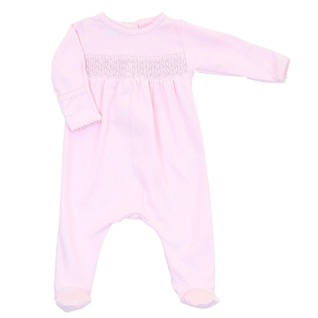 Newborn Baby Girl Pink Smocked Footie