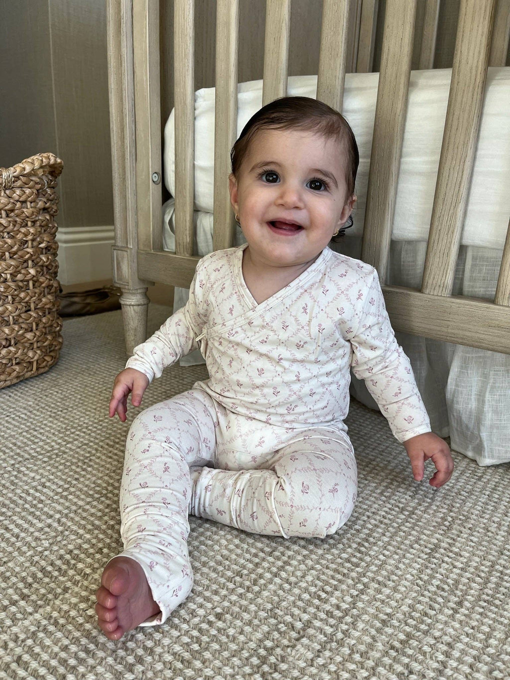 Mauve Lattice Bamboo Wrap Footie: 9-12 months