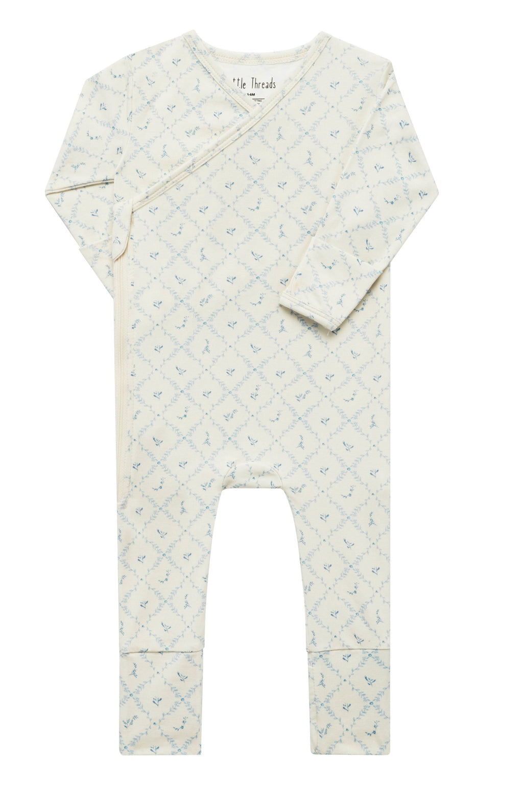 Blue Lattice Bamboo Wrap Footie
