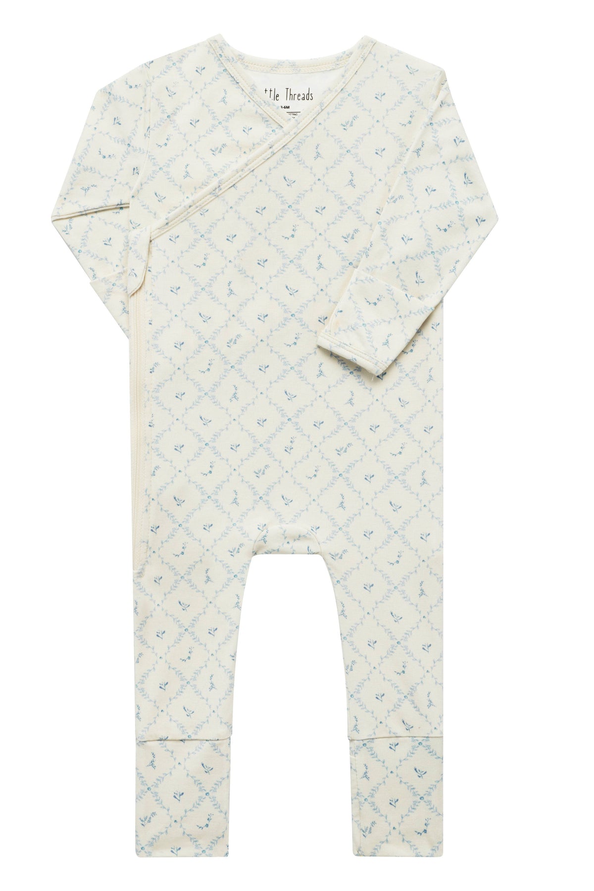 Blue Lattice Bamboo Wrap Footie