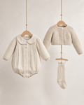 3-Piece Organic Cotton Knitted Baby Romper Set
