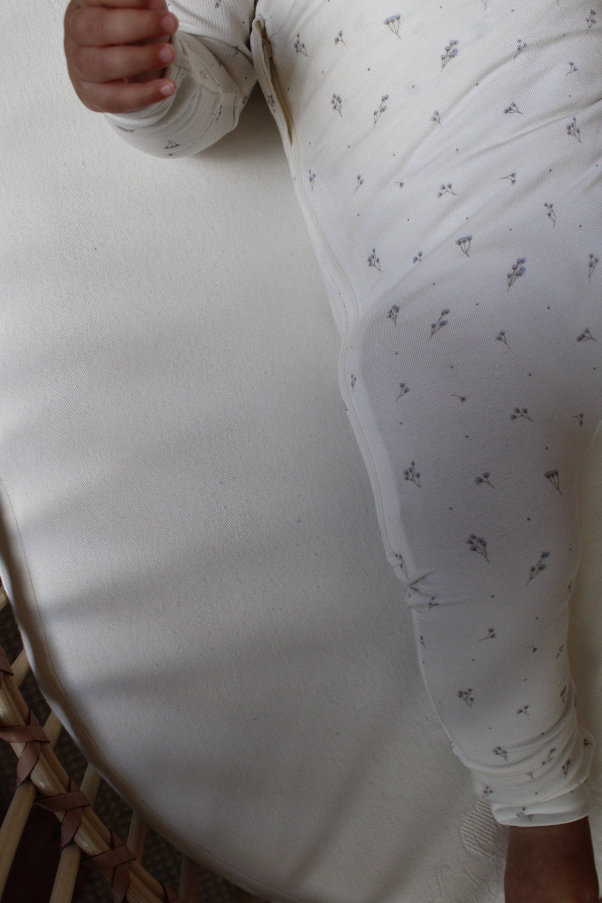 Blue Baby’s Breath Bamboo Wrap Footie: 6-9 months