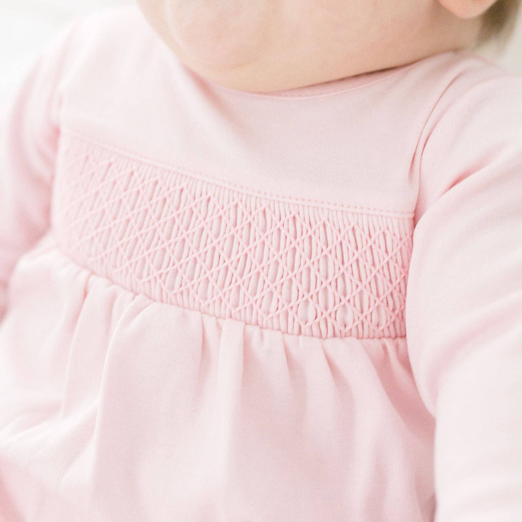 Newborn Baby Girl Pink Smocked Footie