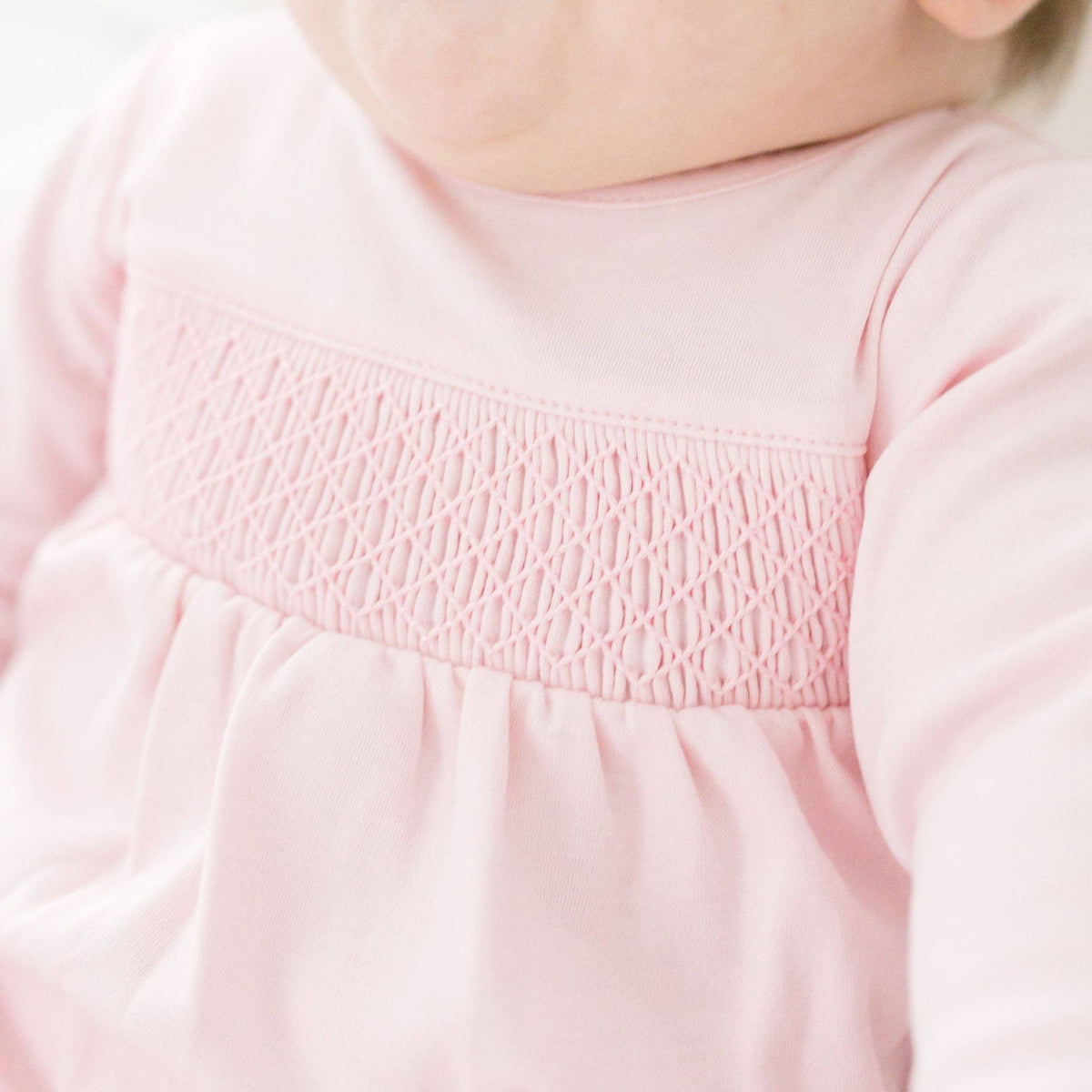 Newborn Baby Girl Pink Smocked Footie
