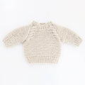 Garter Stitch Crew Neck Sweater Natural