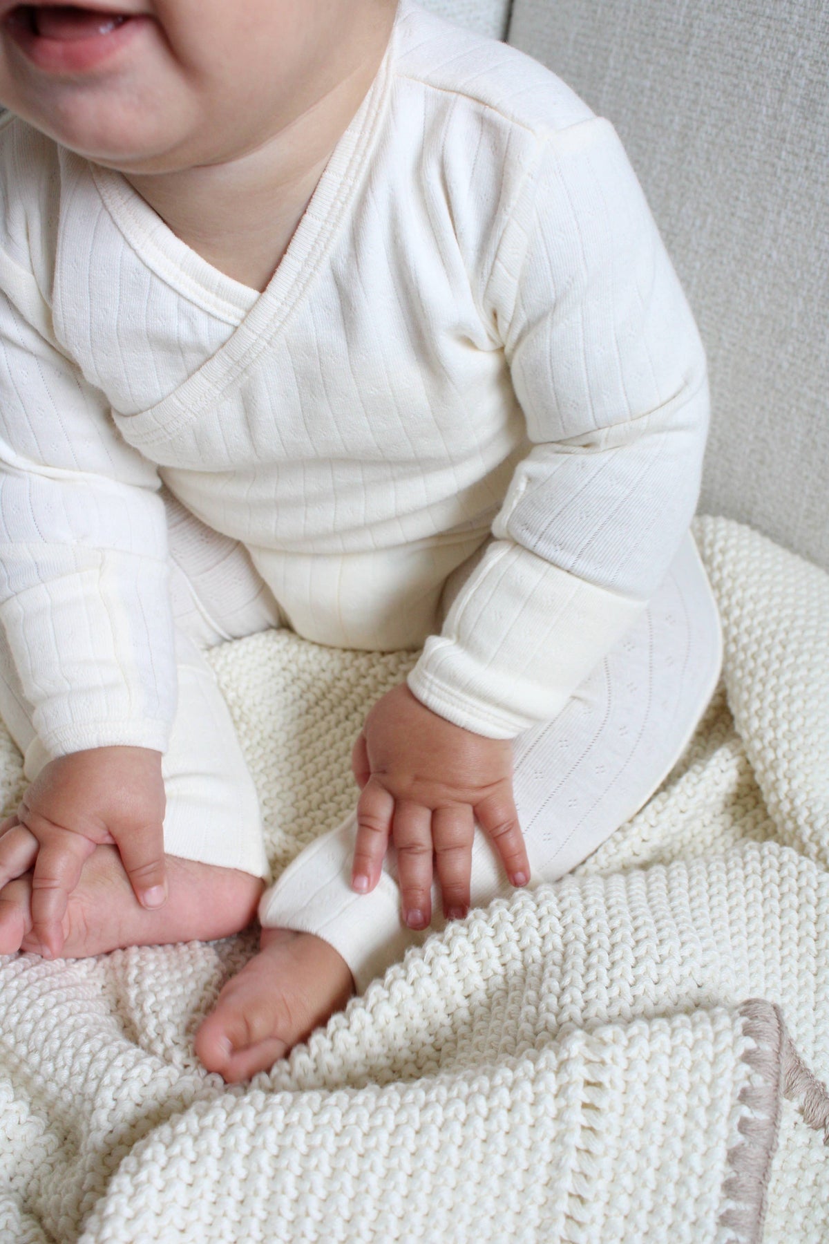Cream Pointelle Wrap Footie
