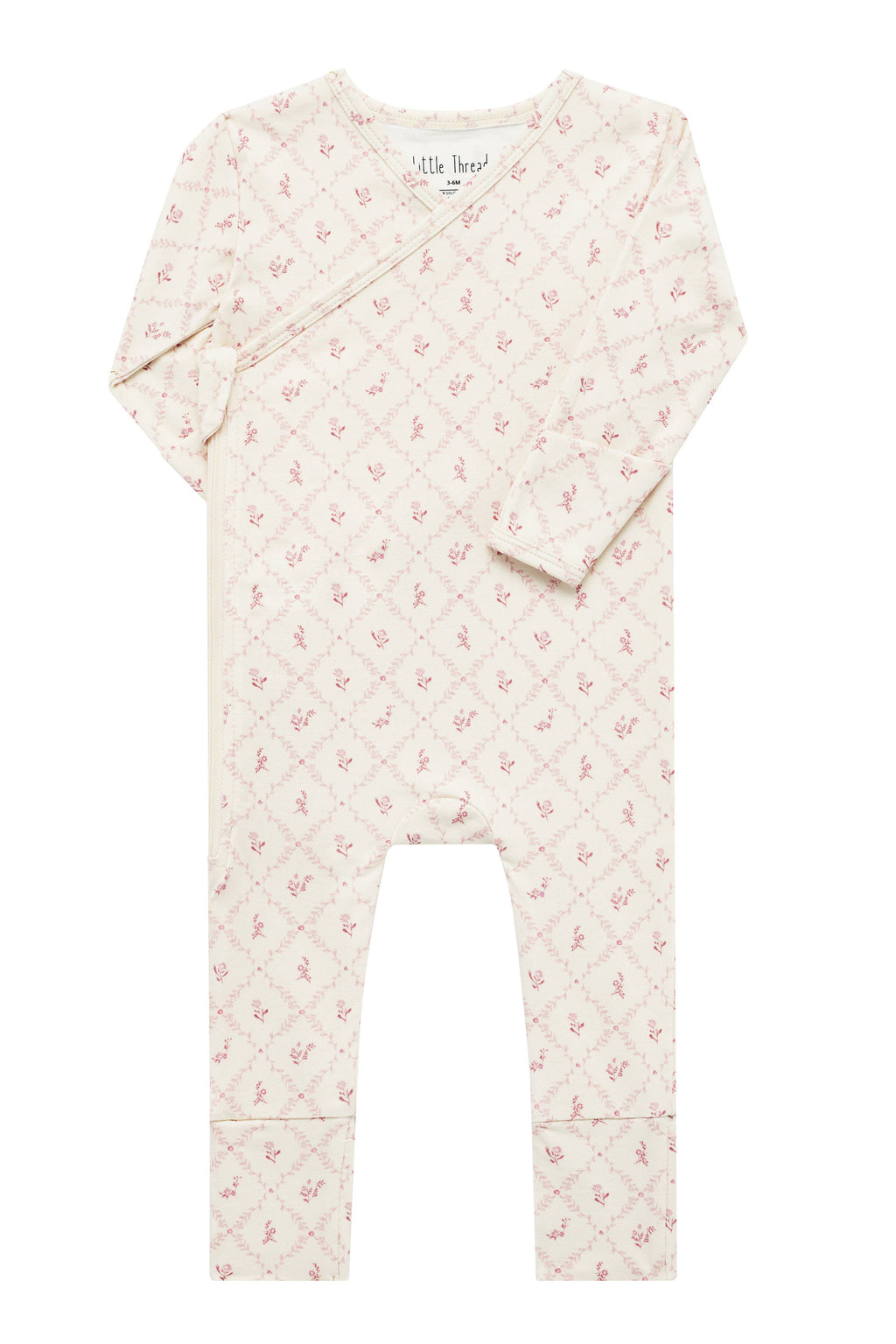 Mauve Lattice Bamboo Wrap Footie: 9-12 months