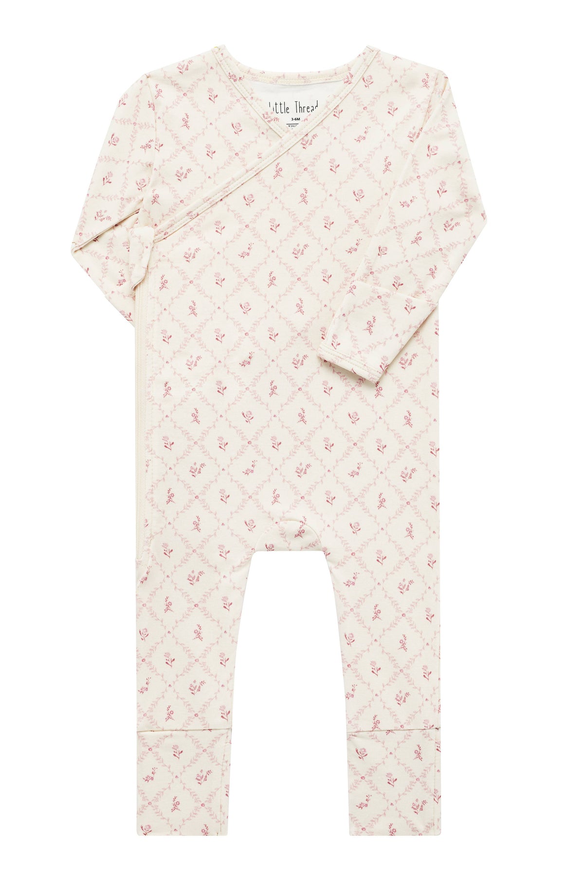 Mauve Lattice Bamboo Wrap Footie: 9-12 months